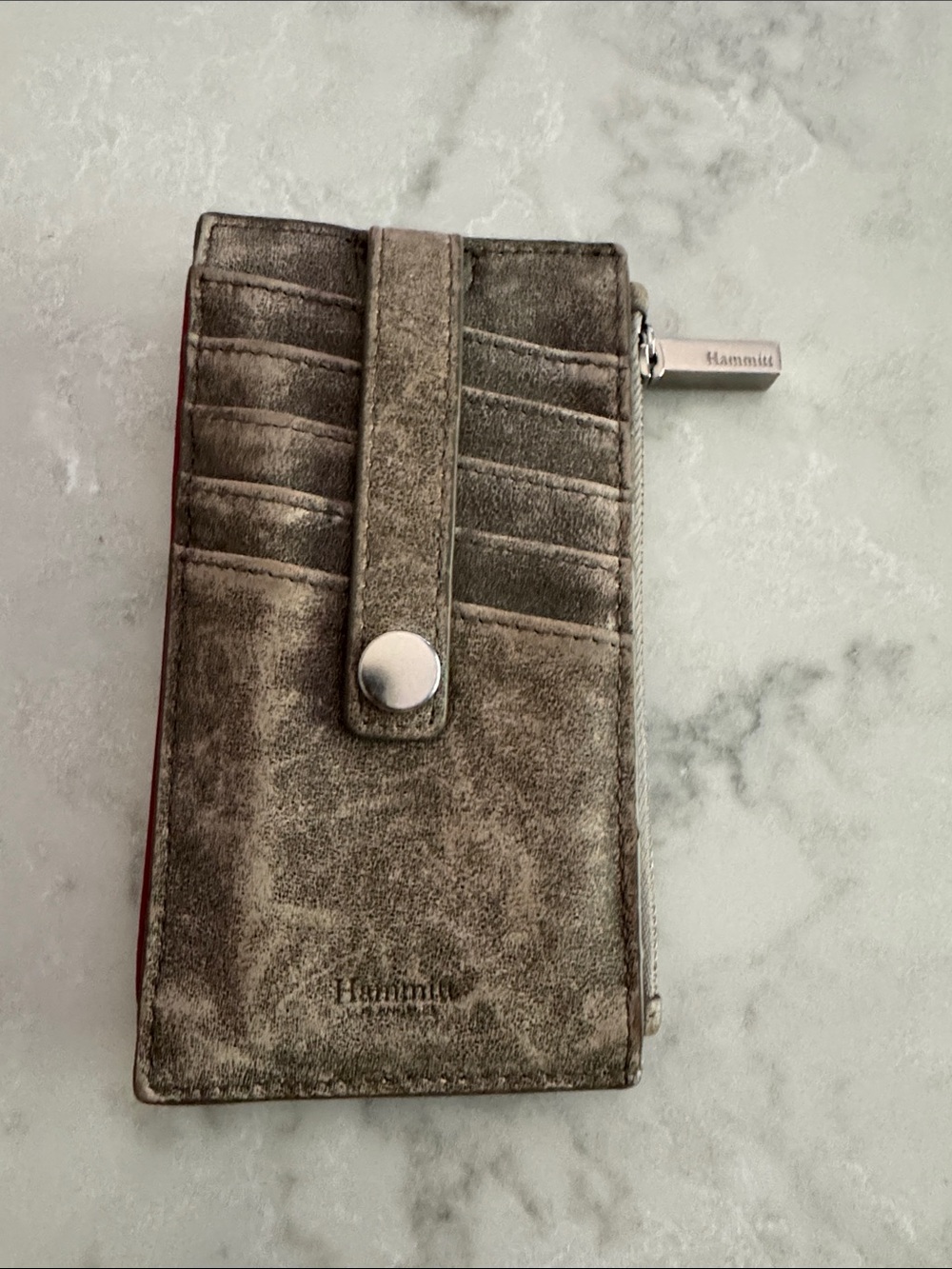 Hammitt taupe Suede Card Case with Snap Strap